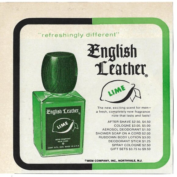 1967 English Leather Lime Cologne After Shave Bottle Vintage Magazine Print Ad - Picture 1 of 1